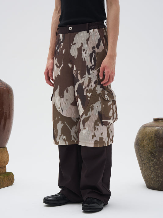 Faux Two-piece Straight Wide Pants