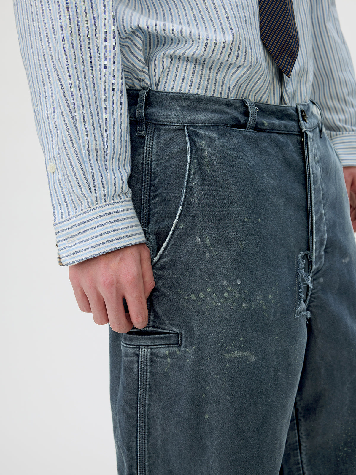 Heavy-Wash Finish Casual Pants