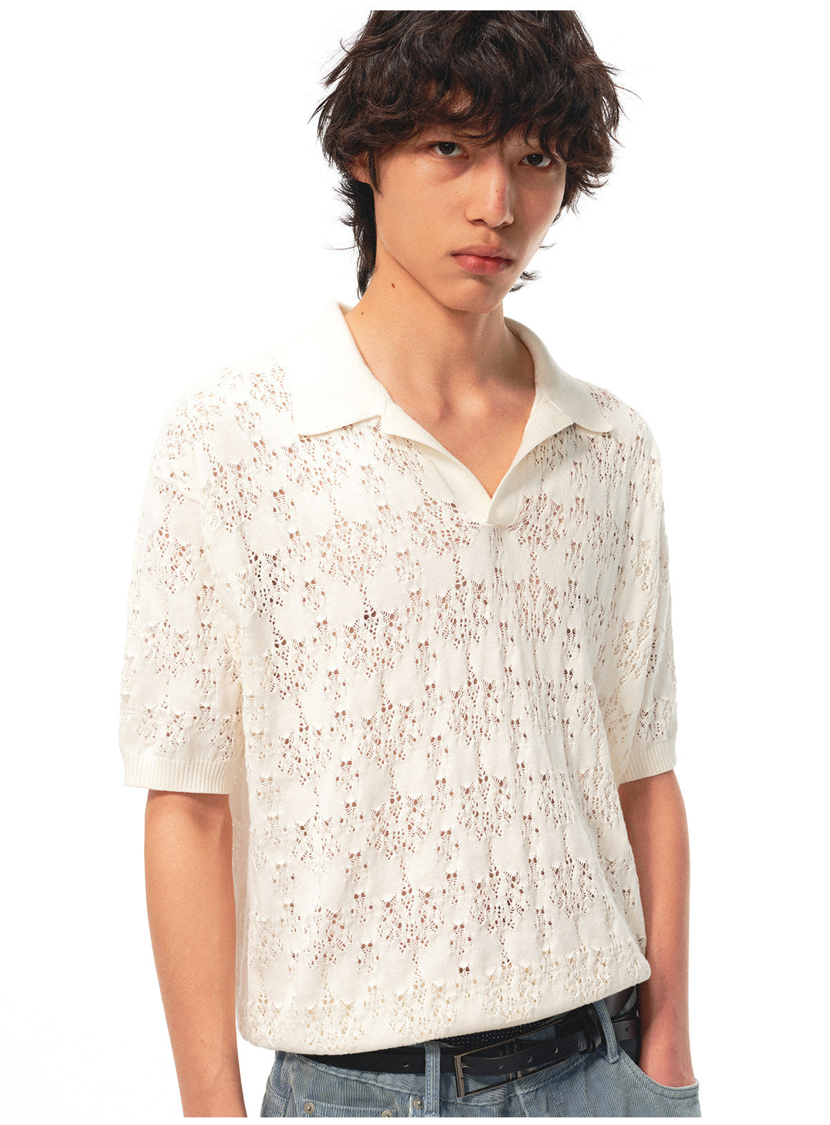 Openwork Polo Shirt