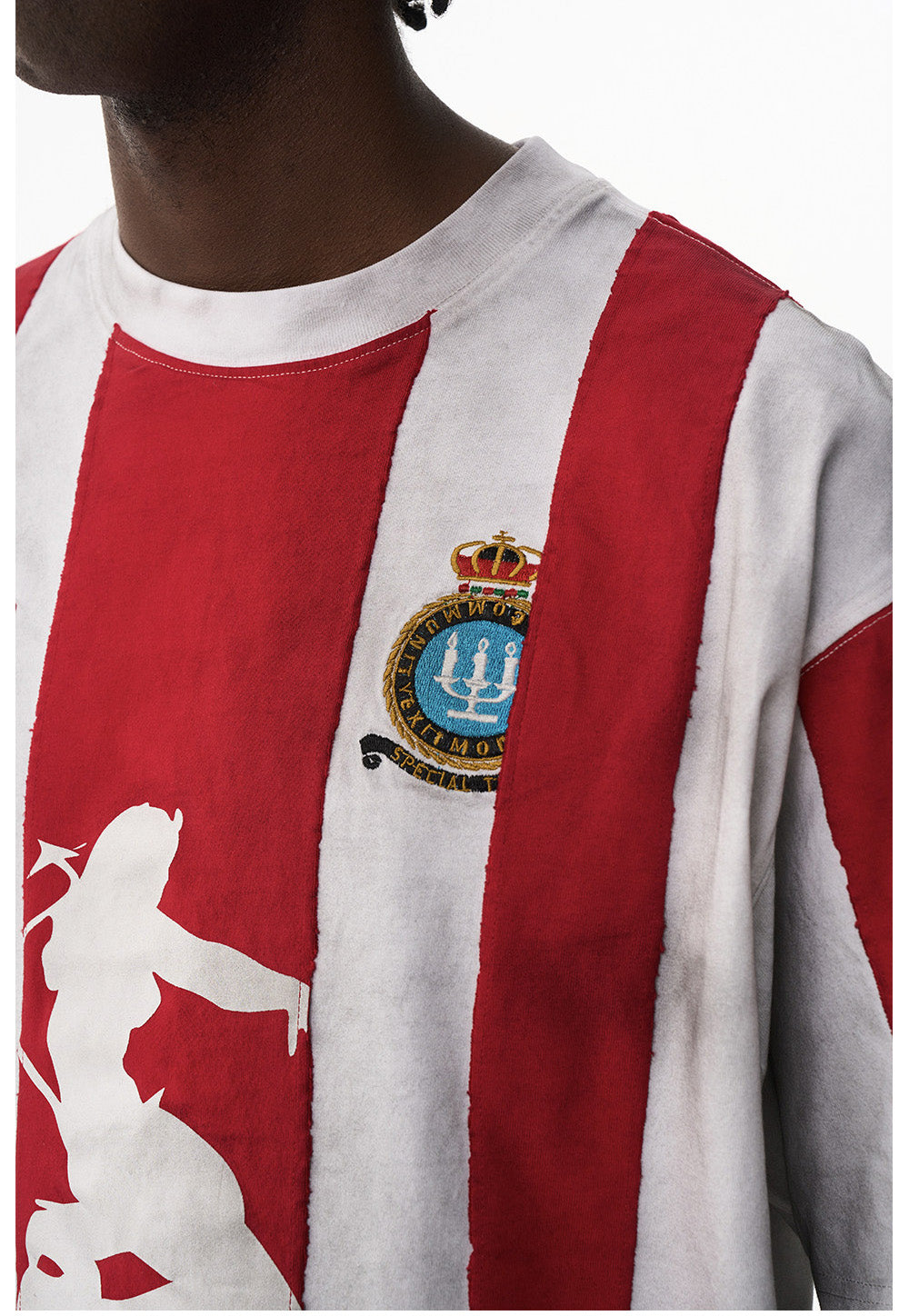 Striped Washed Distressed Jersey T-Shirt