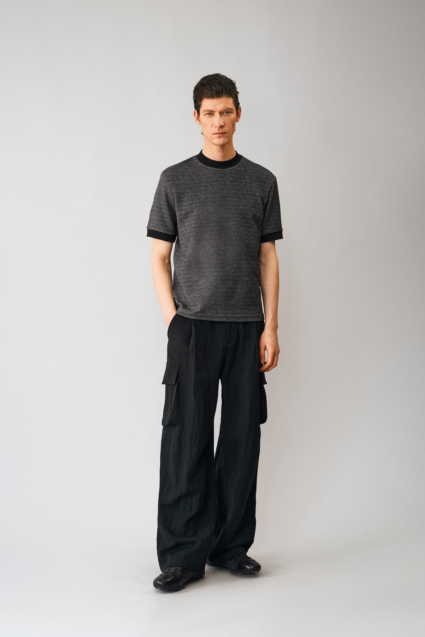 Contrast-Color Loop-Knit T-Shirt