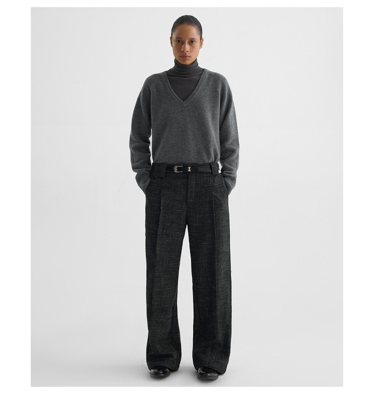 Double-Pleated Wool Pants