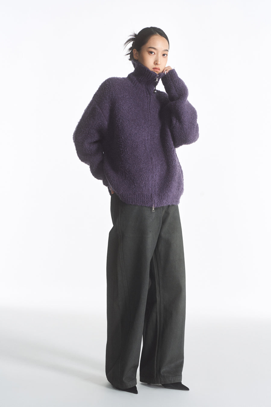 PU coated straight jeans