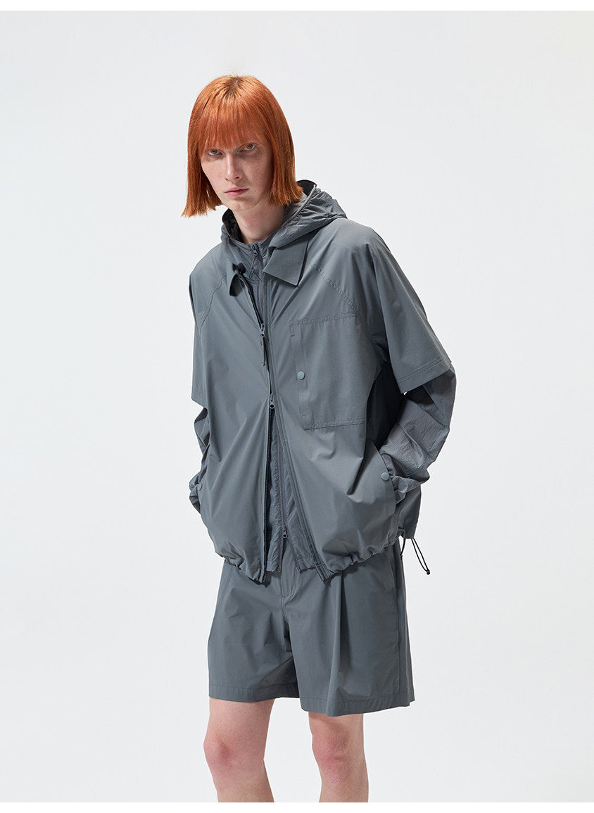 Nylon-Laminated Multi-Pocket Shirt