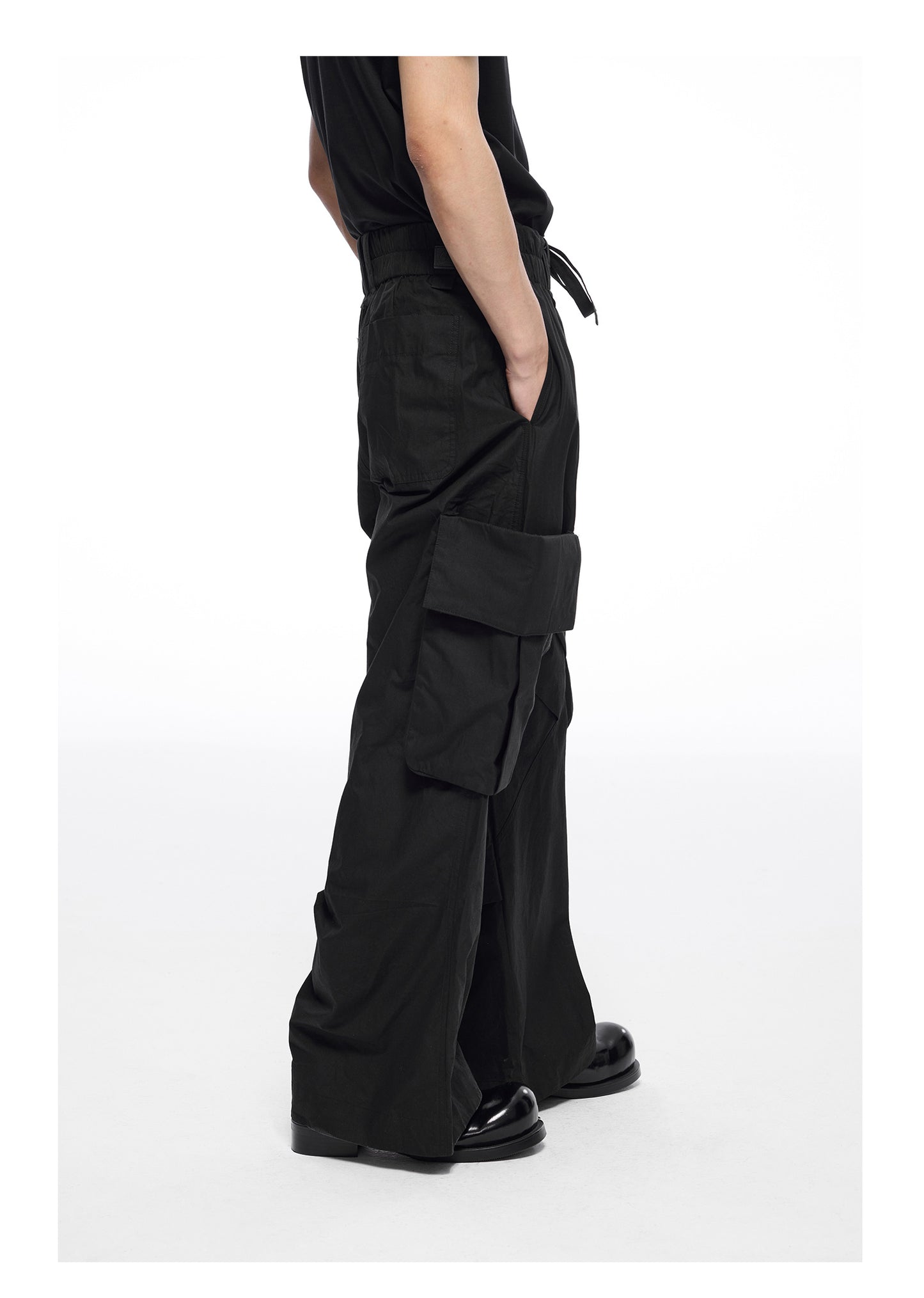 Waist elastic workwear wide pants