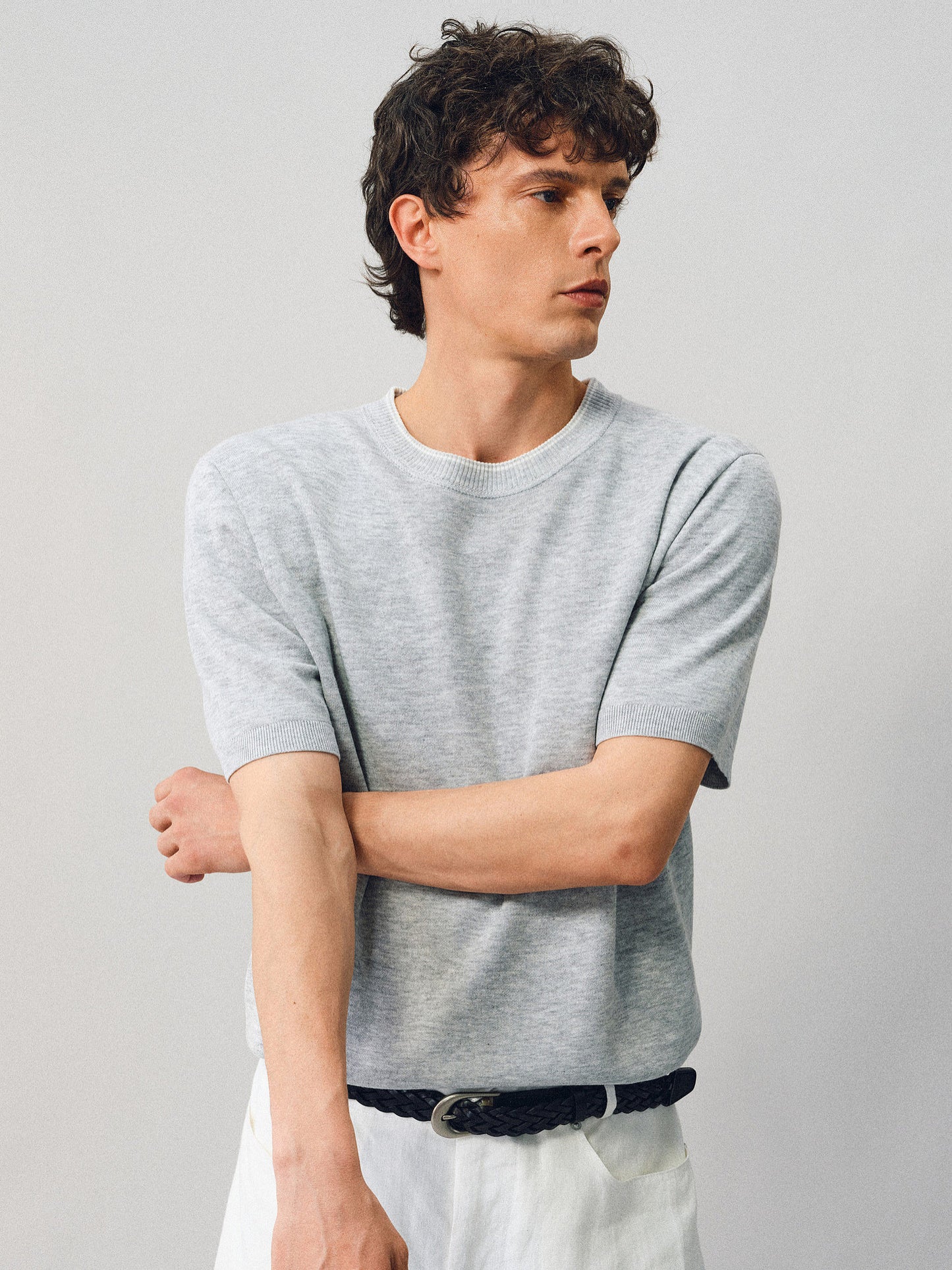 Knit shirt with contrasting trim