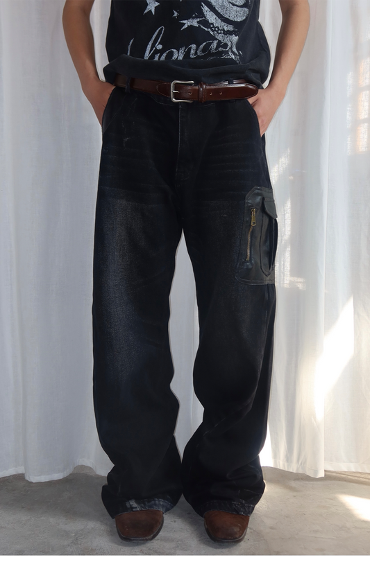 Flared Jeans with Zipper Pockets