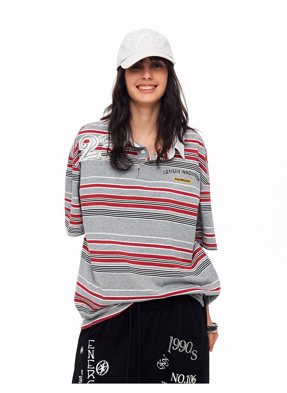 Contrast-Striped Polo Shirt