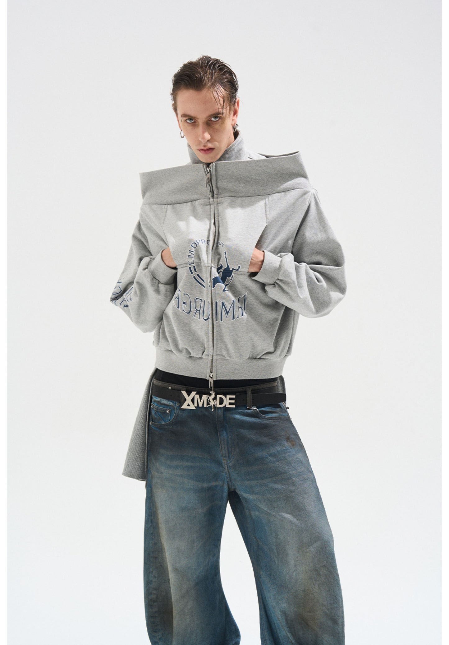 One-Shoulder Zipper Sweatshirt