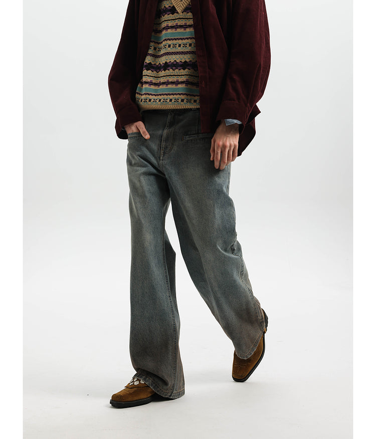 Gradient wash straight jeans