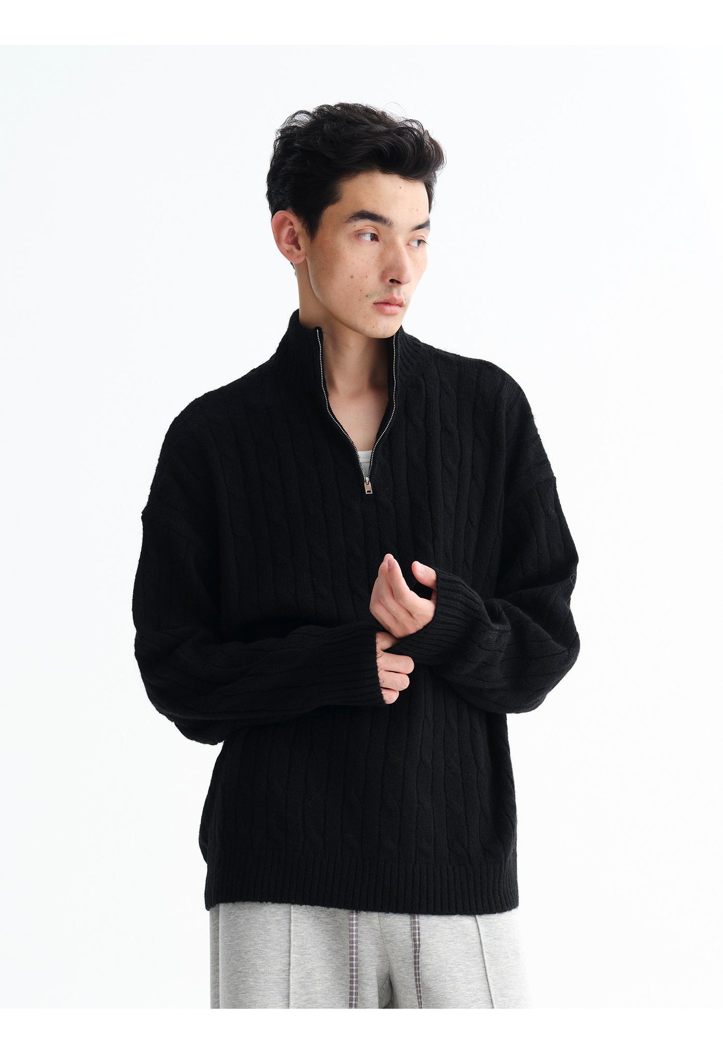 Loose-Fit Half-Zip Sweater