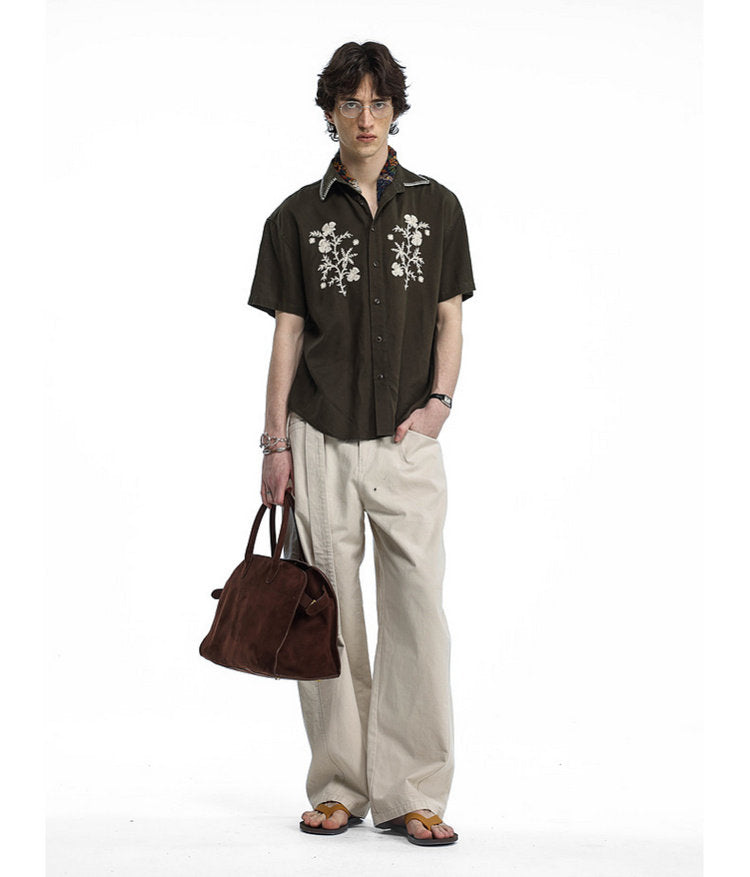 Vintage Floral Embroidered Shirt