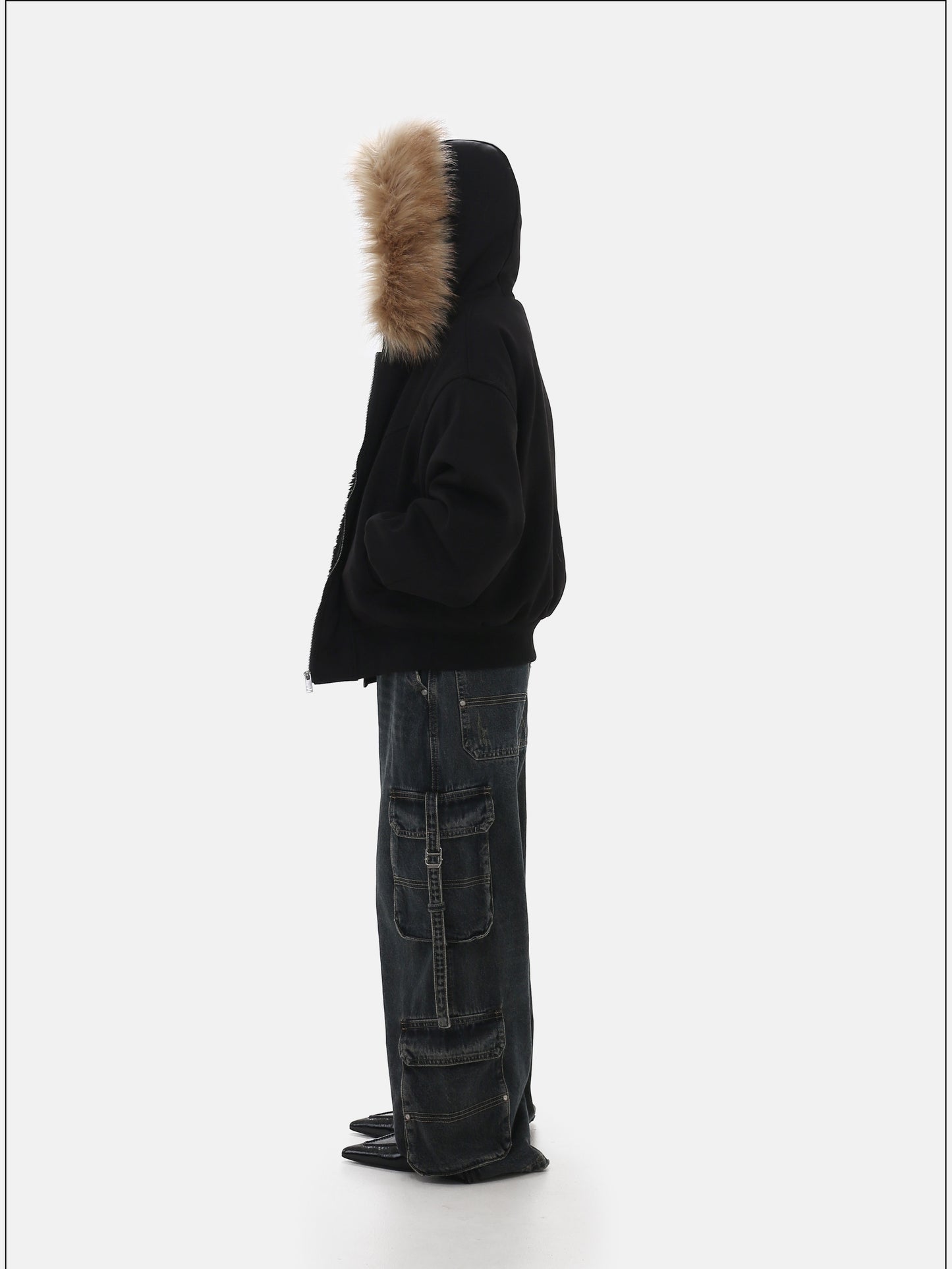 Detachable Collar Hooded Sweatshirt