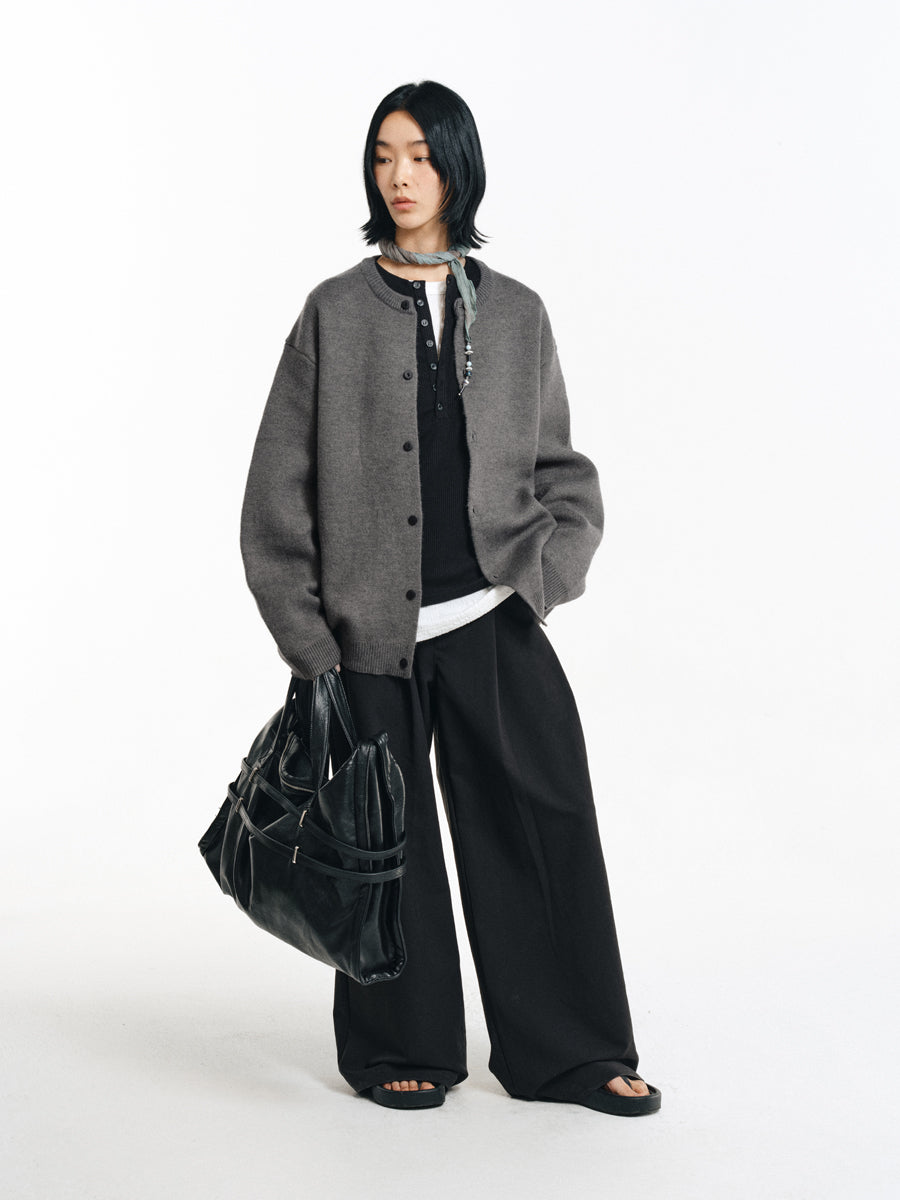 Scimitar Sleeve Round Neck Cardigan