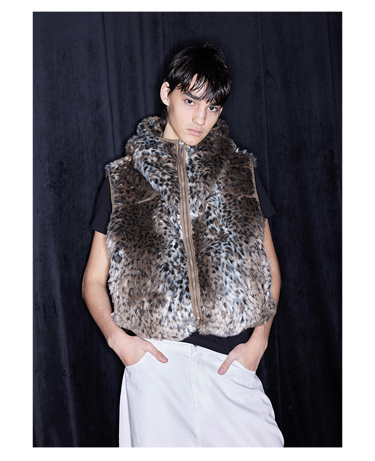 Faux Fur Zippered Hooded Vest