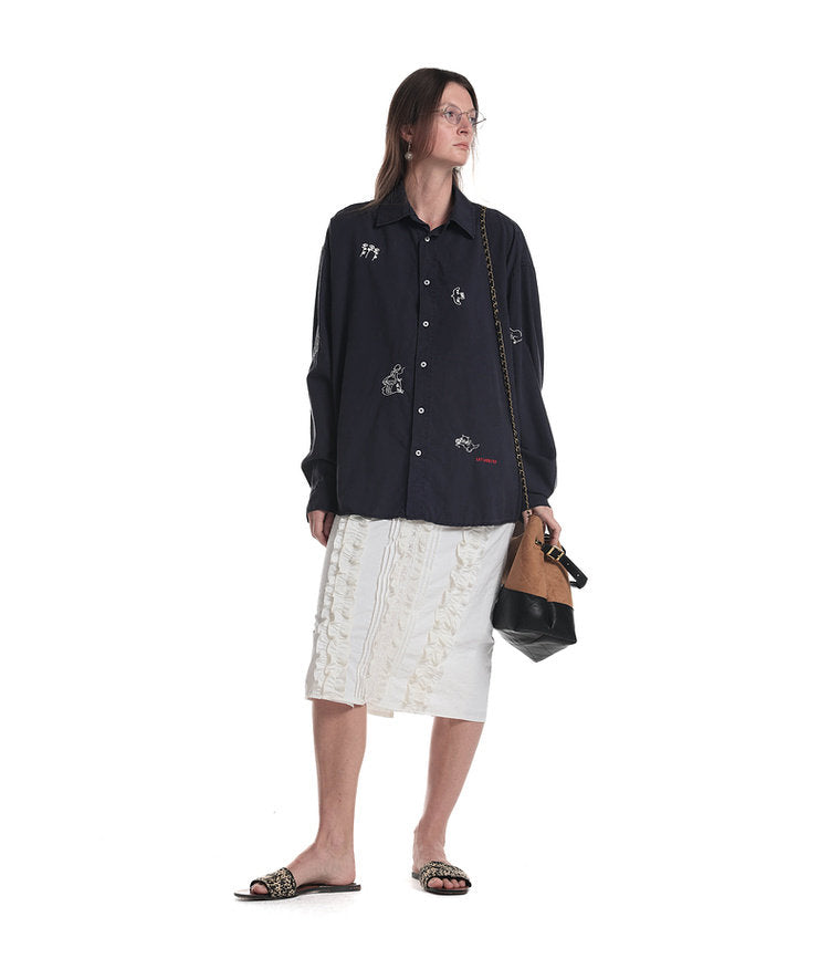 Country-Style Embroidered Casual Shirt