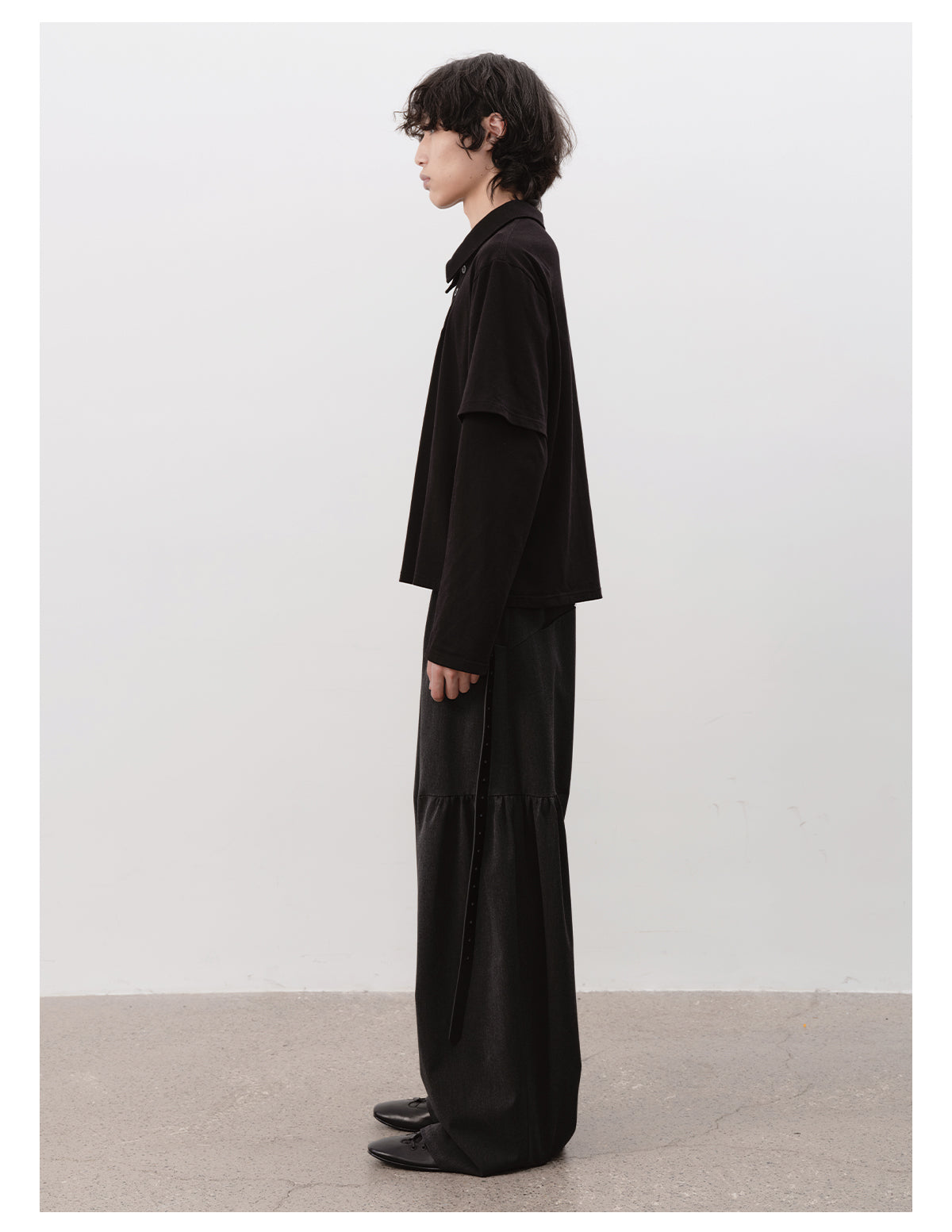 Fake Two-Piece Wide Polo Shirt