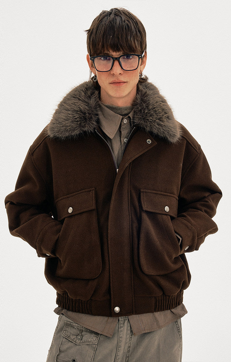 Old Money Style Fur Collar Jacket