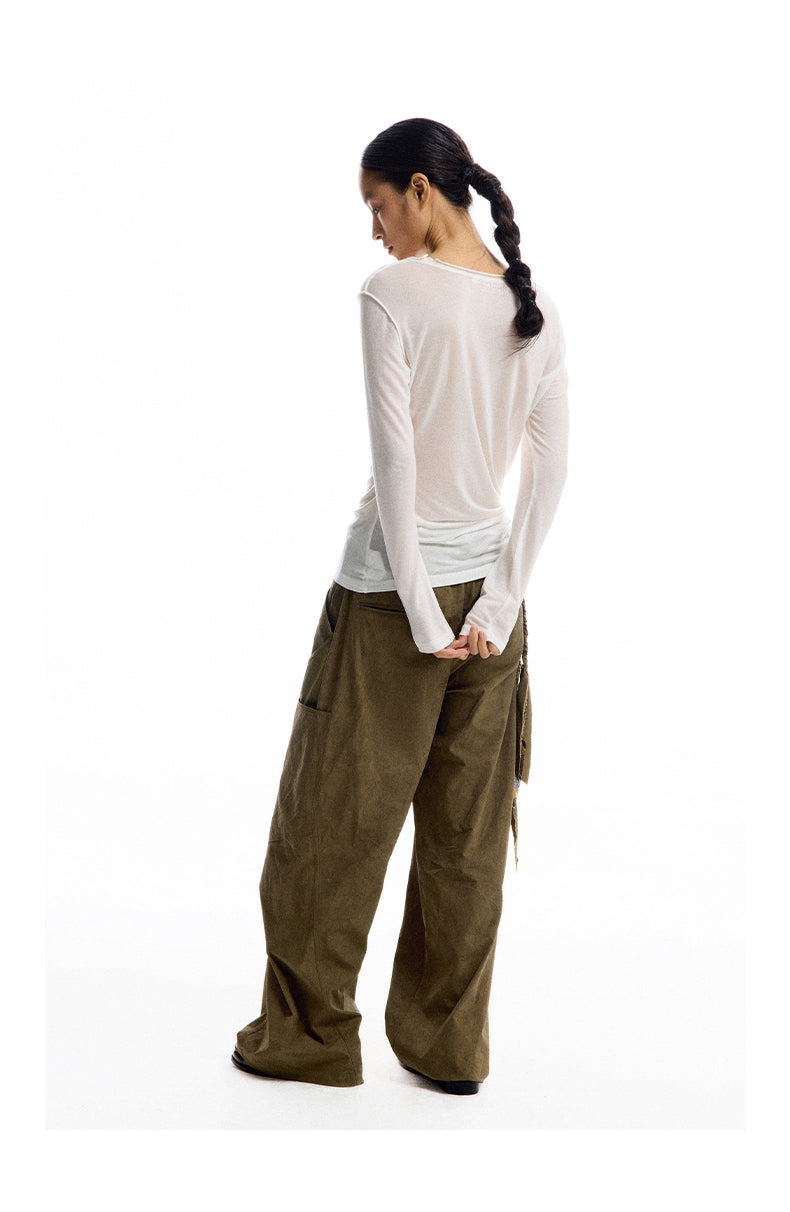 Wide leg scimitar casual pants