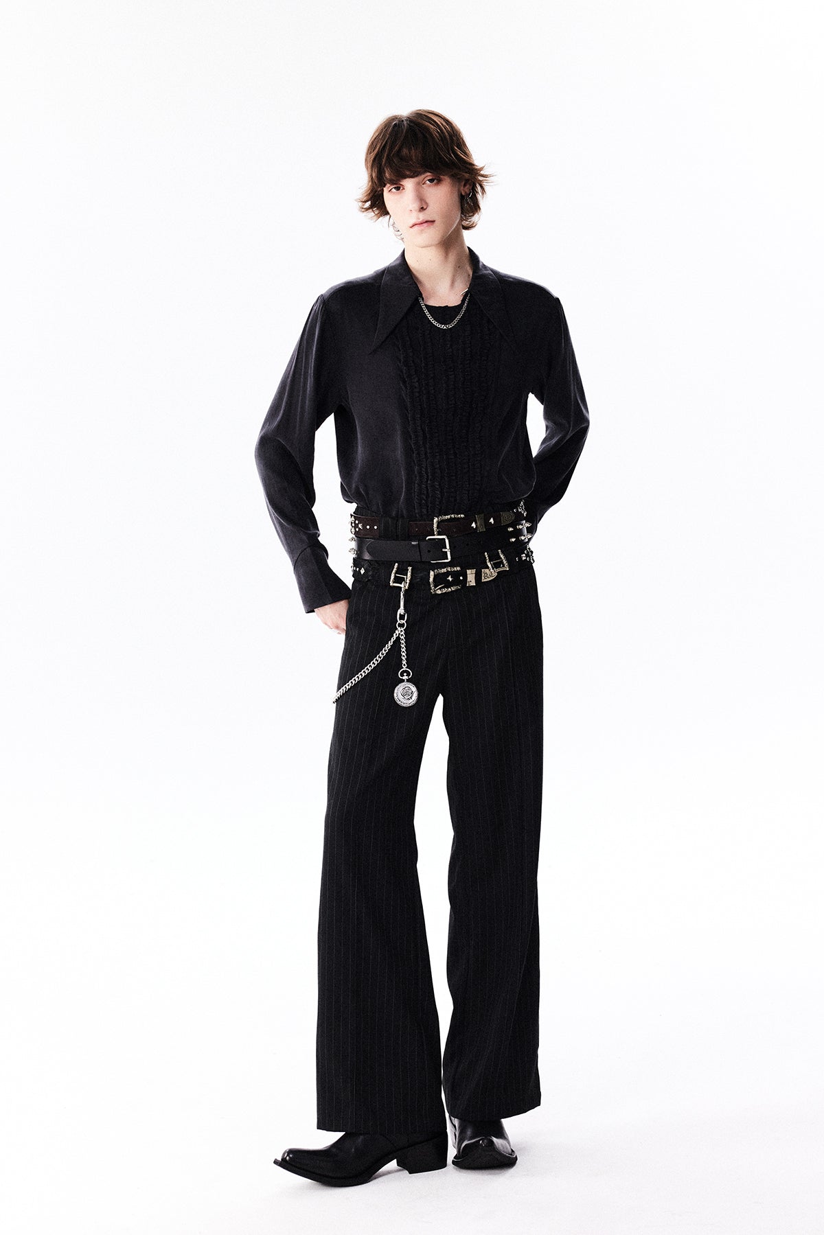 Metal Stripe Straight Casual Pants