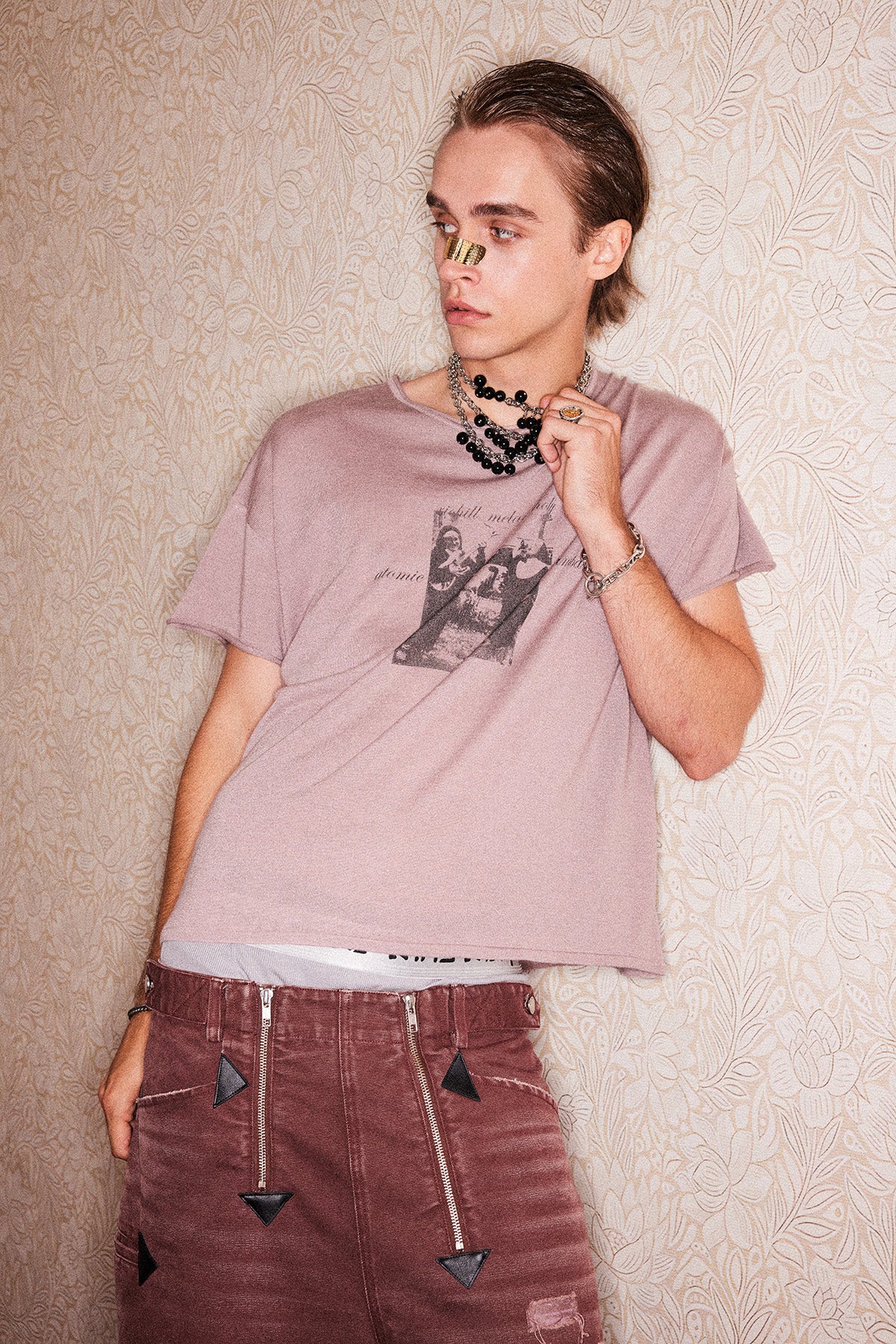 Ultra-thin wool printed T-shirt