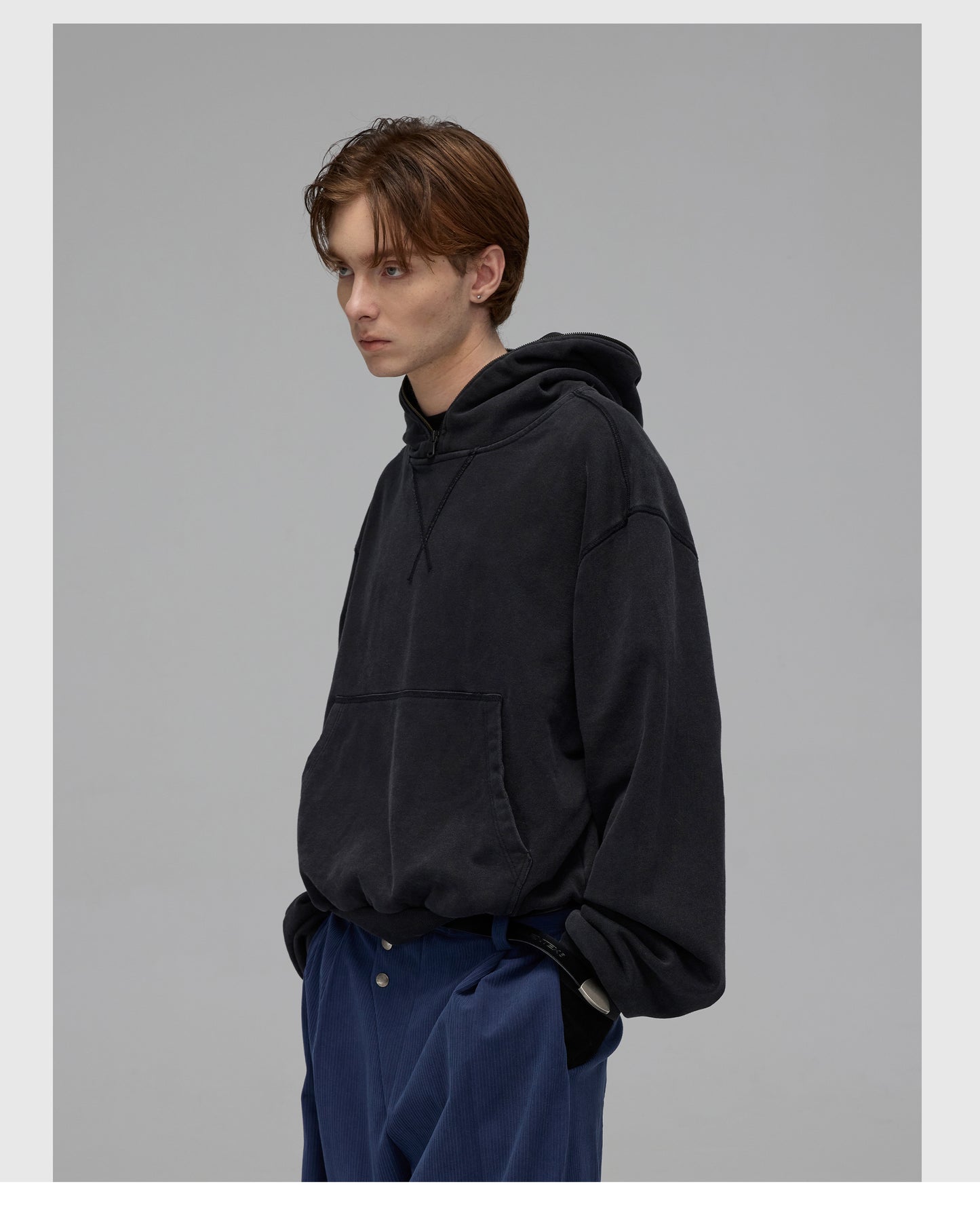 Short Loose Hooded Sweatshirt