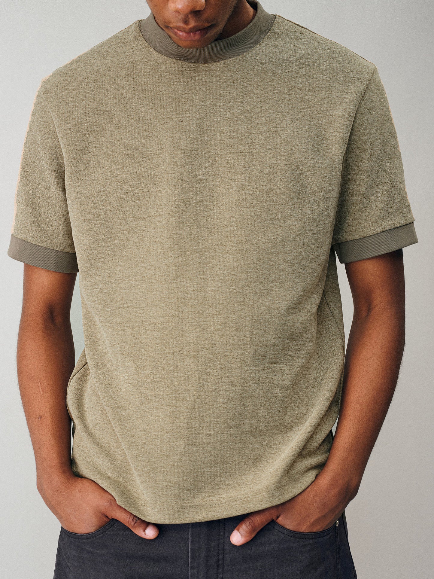 Contrast-Color Loop-Knit T-Shirt