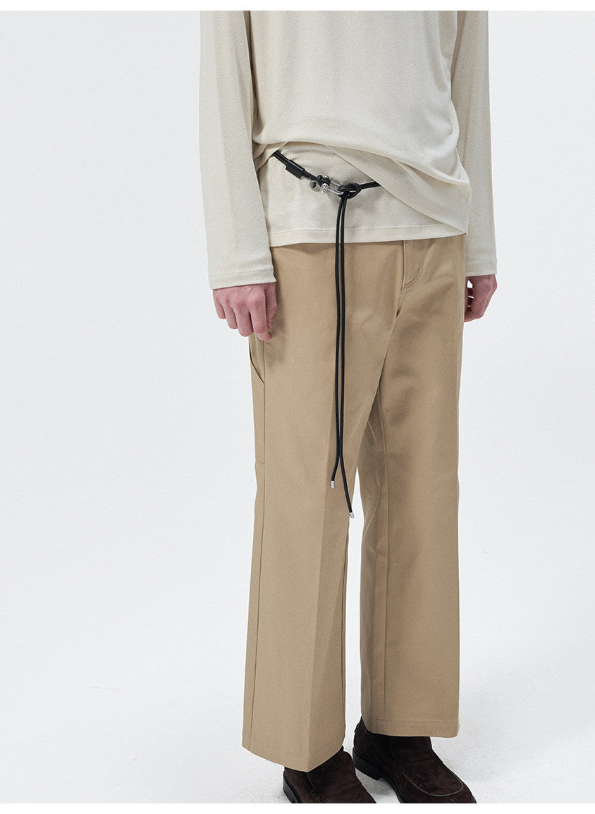 Multi-Pocket Wash-Finished Cropped Pants