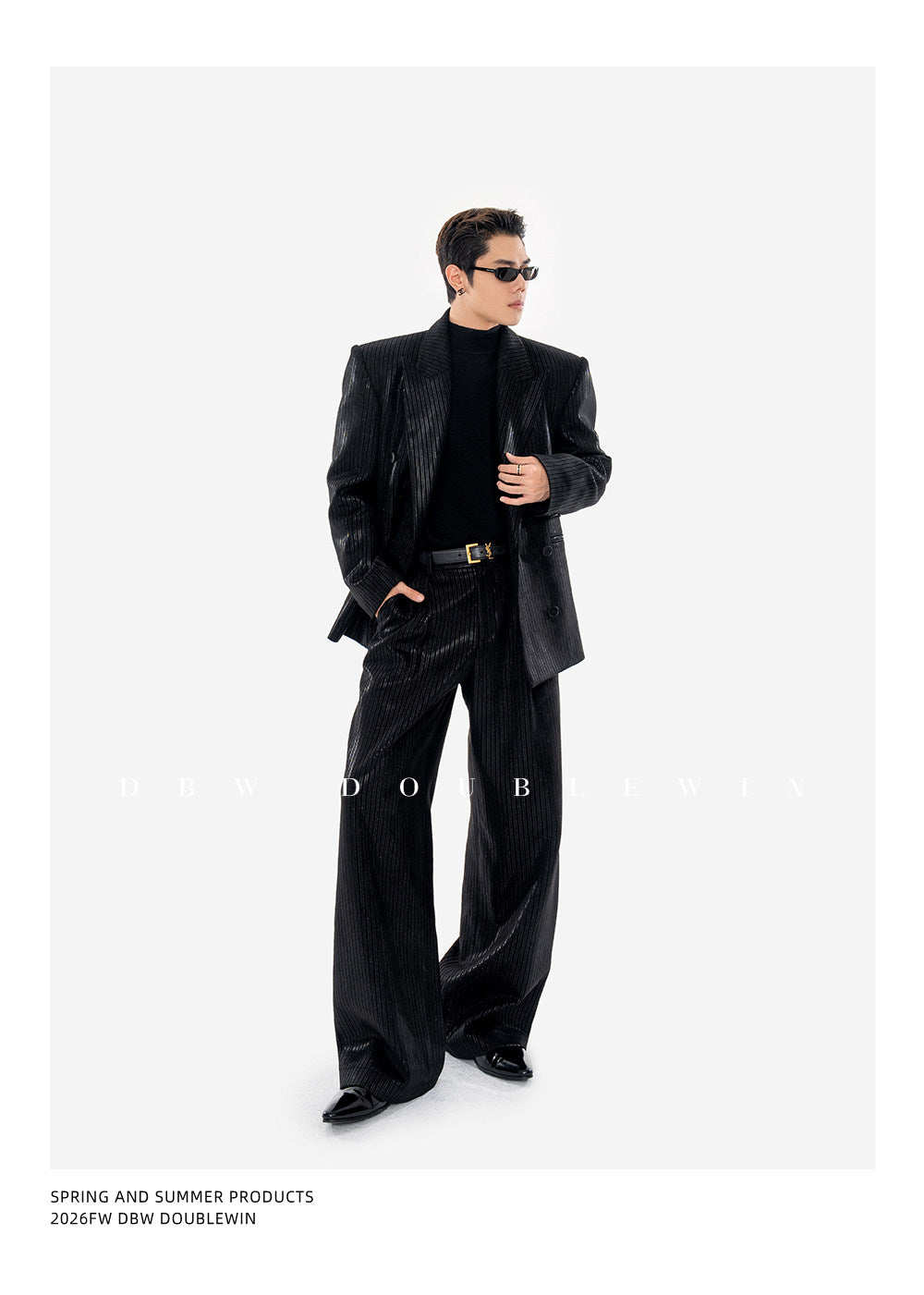 Suede and Velvet Striped Suit