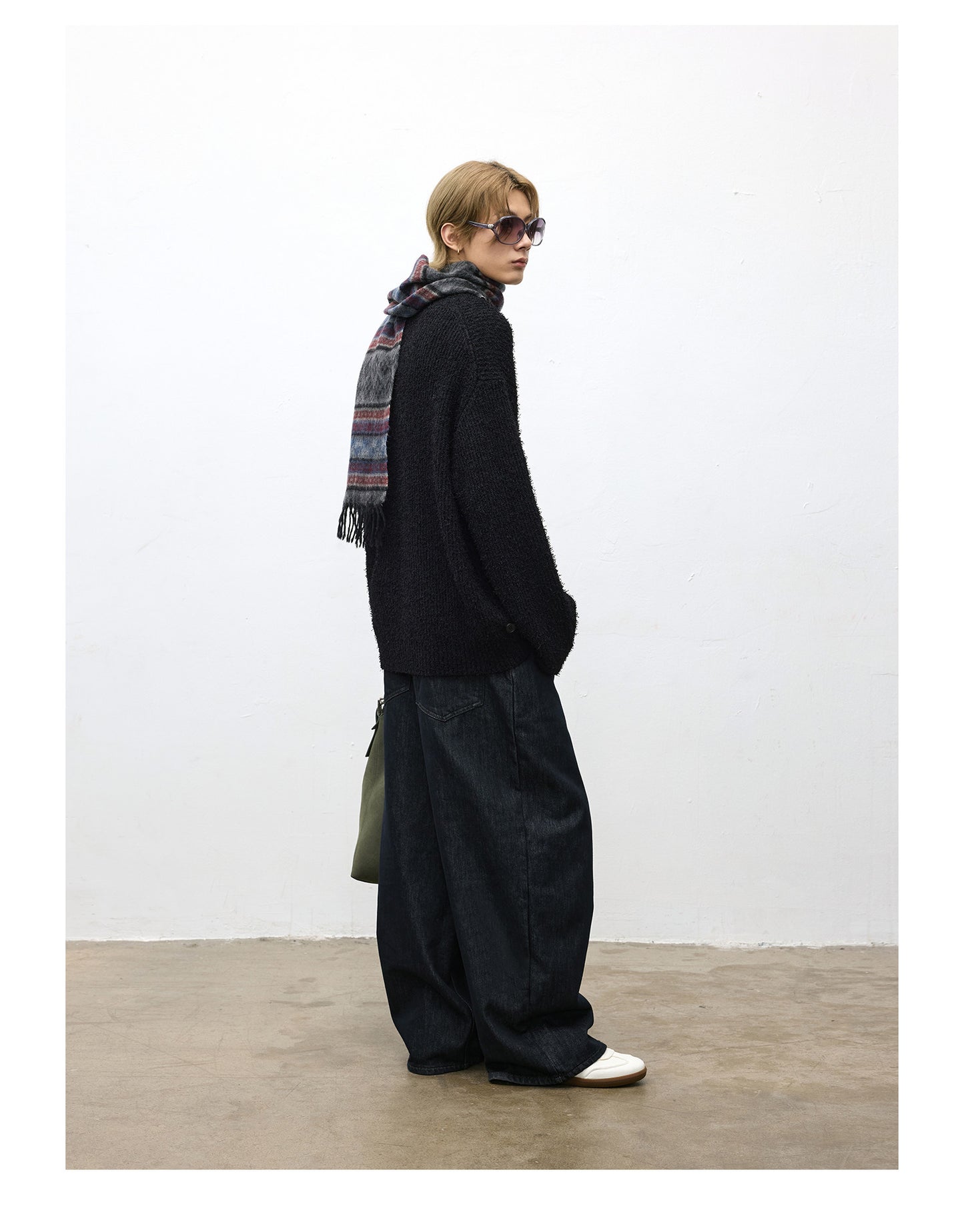 Wash-processed raw denim pants