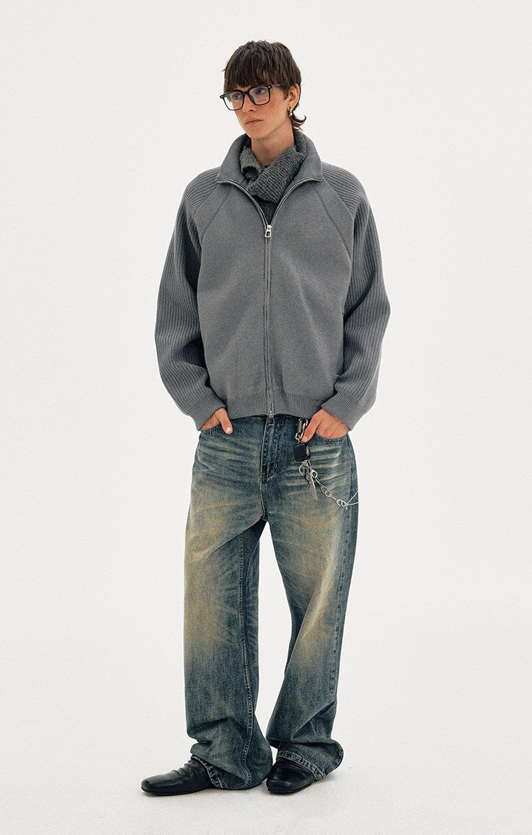 Stand Collar Knit Jacket