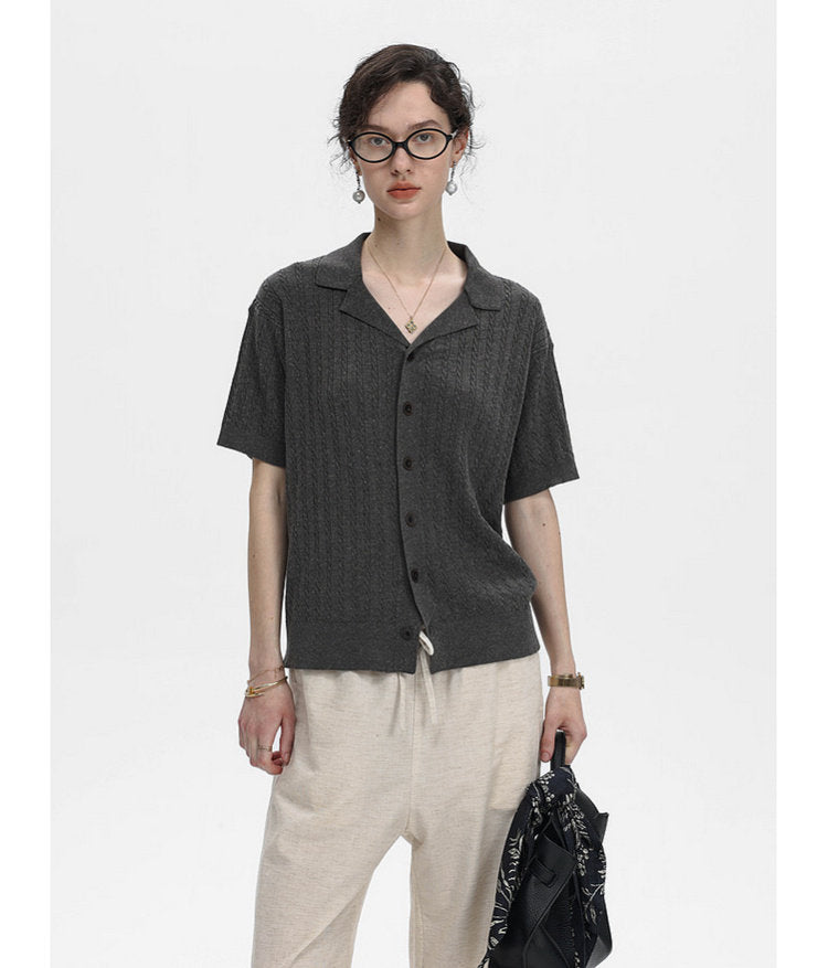 Turtleneck Button-Down Knit Shirt