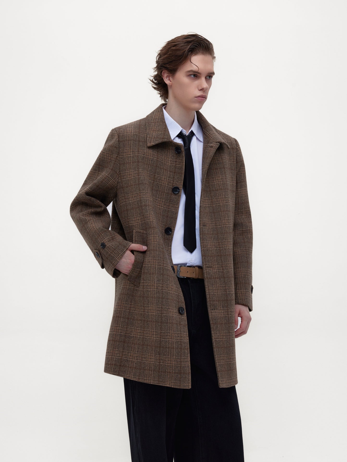 Checkered Mid-Length Coat