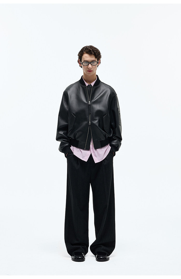 Single-Pleat Stretch Waist Casual Pants