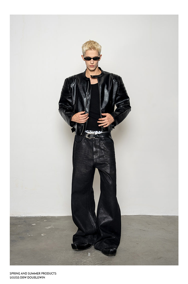 Waxed Glitter Bootcut Jeans