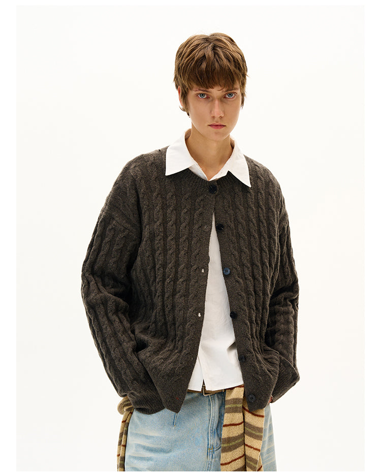 Wool-blend knit cardigan