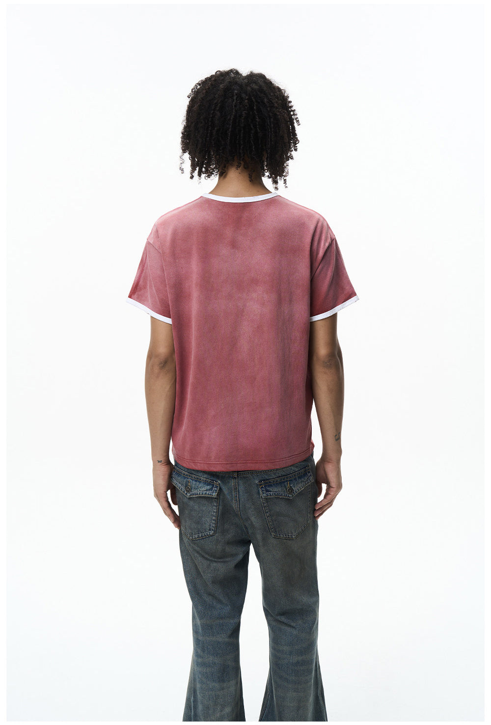 Washed Color-Block Embroidered T-Shirt