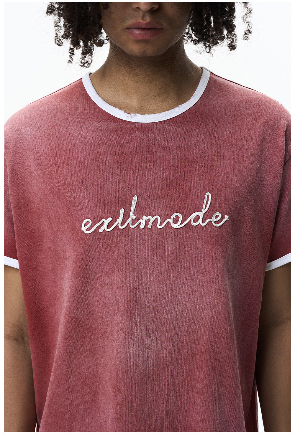 Washed Color-Block Embroidered T-Shirt
