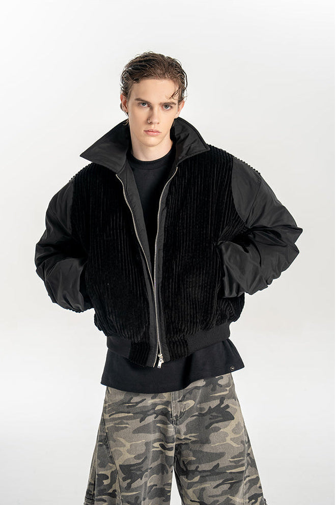 Corduroy &amp; Satin Flight Jacket