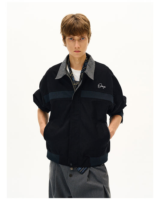 Checkered Stitch Harrington Jacket