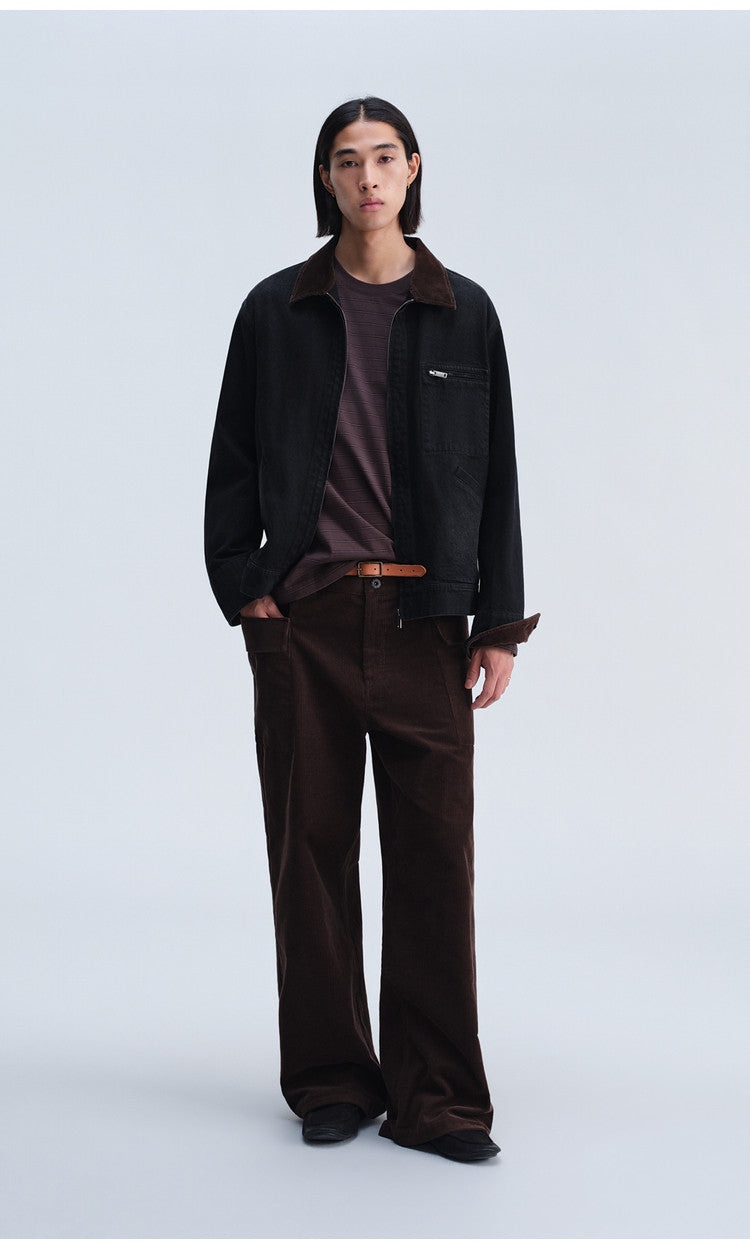 Wash-Finish Casual Pants with Flap Pockets