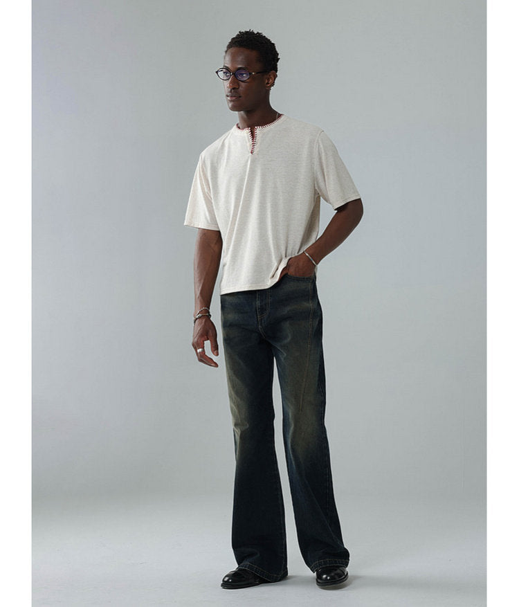 Overlock-stitched T-shirt