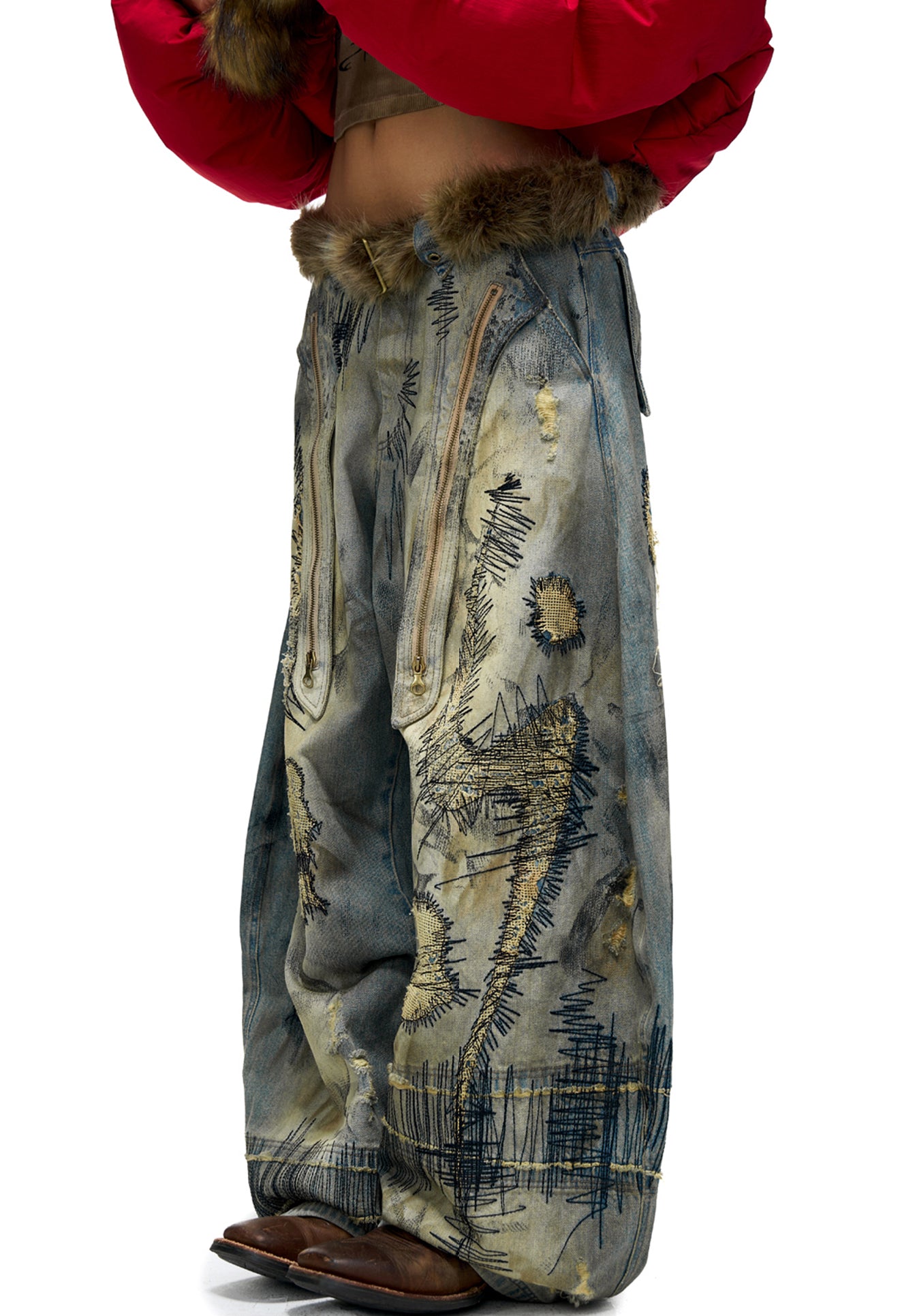 Patch Embroidered Jeans