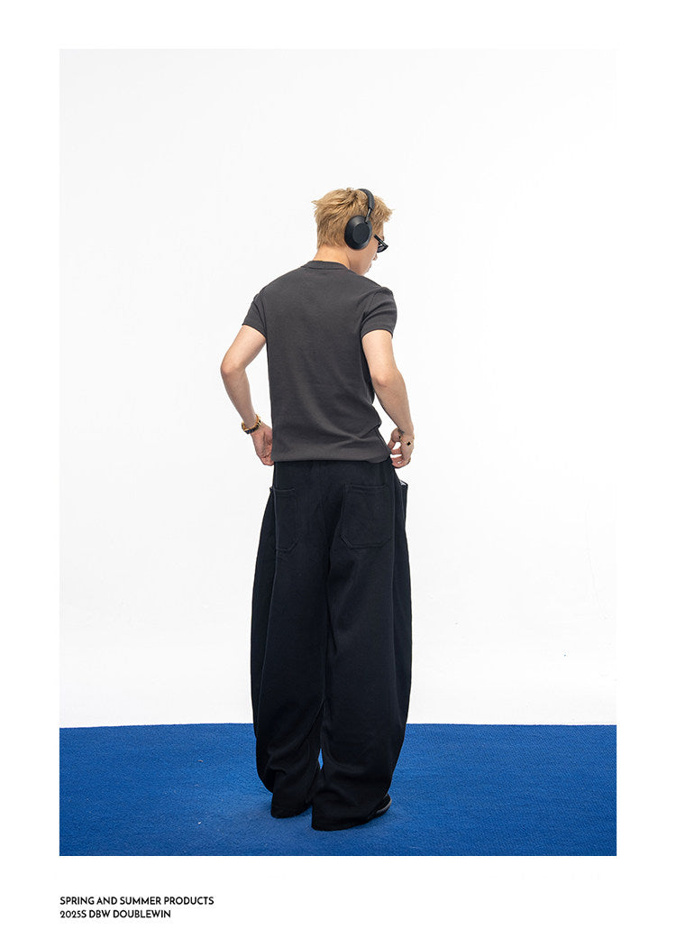 Casual Wide-Leg Sweatpants with Drawstring