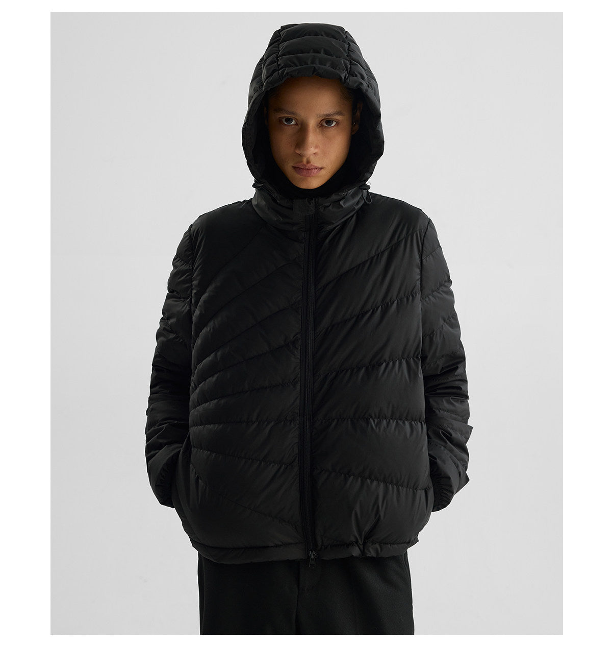 Embossed Straight-Line Quilted Down Jacket