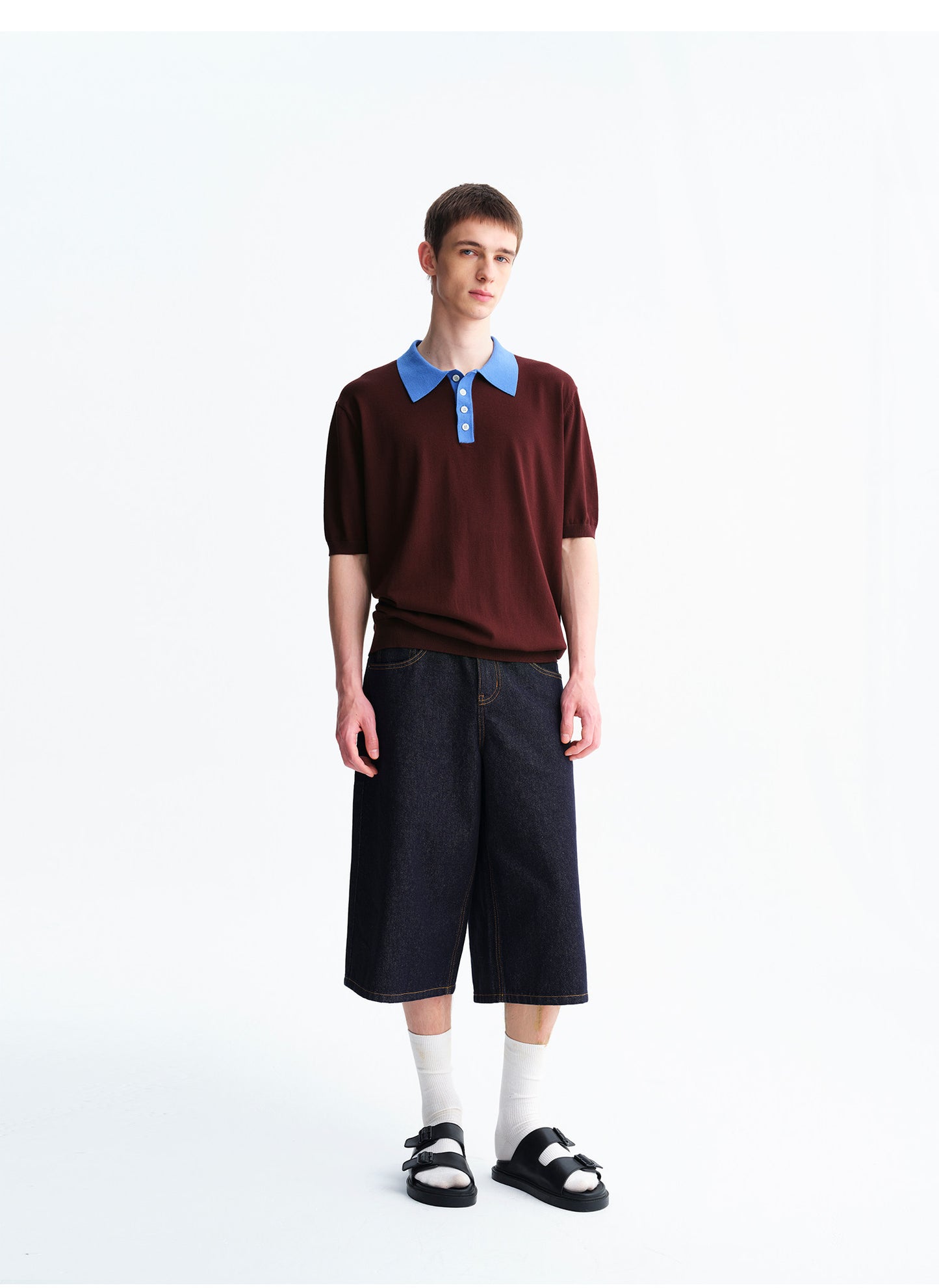 Color-Block Wool Polo Shirt