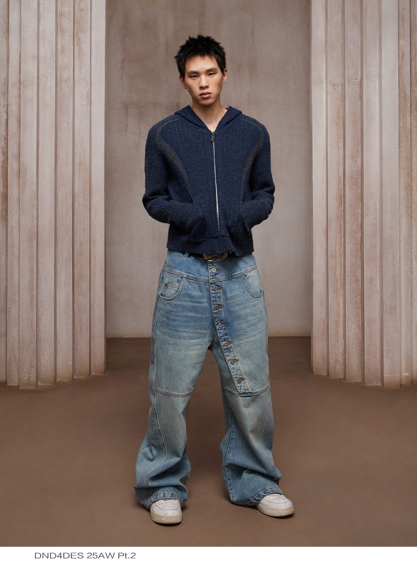 Wool-Blend Zip-Up Cardigan