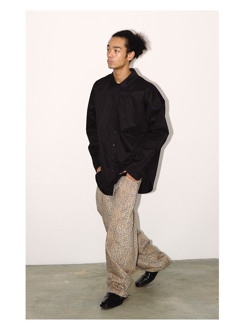 Gradient Leopard Print Baggy Pants
