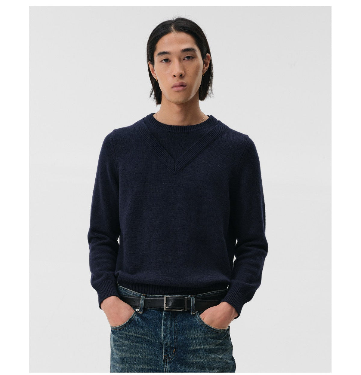 Two-Tone Fake Two-Piece Knit