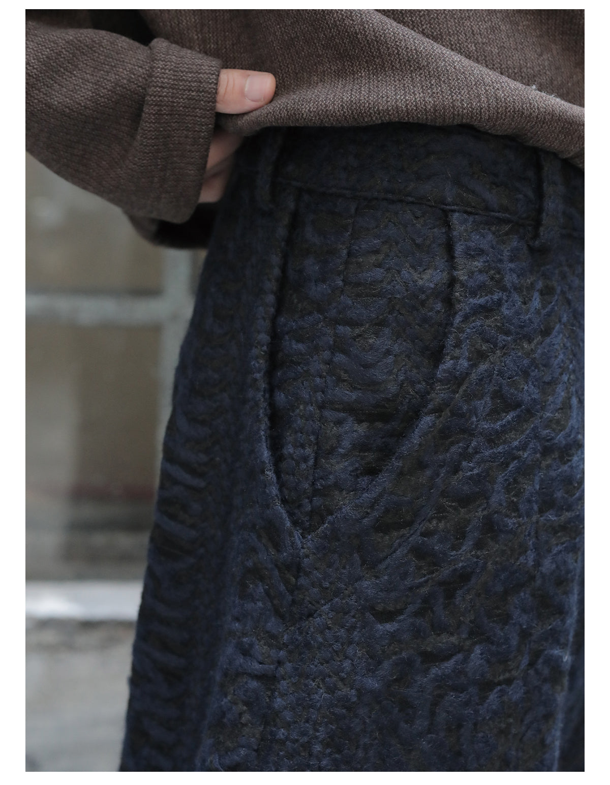 Embossed Low Crotch Wide Leg Pants